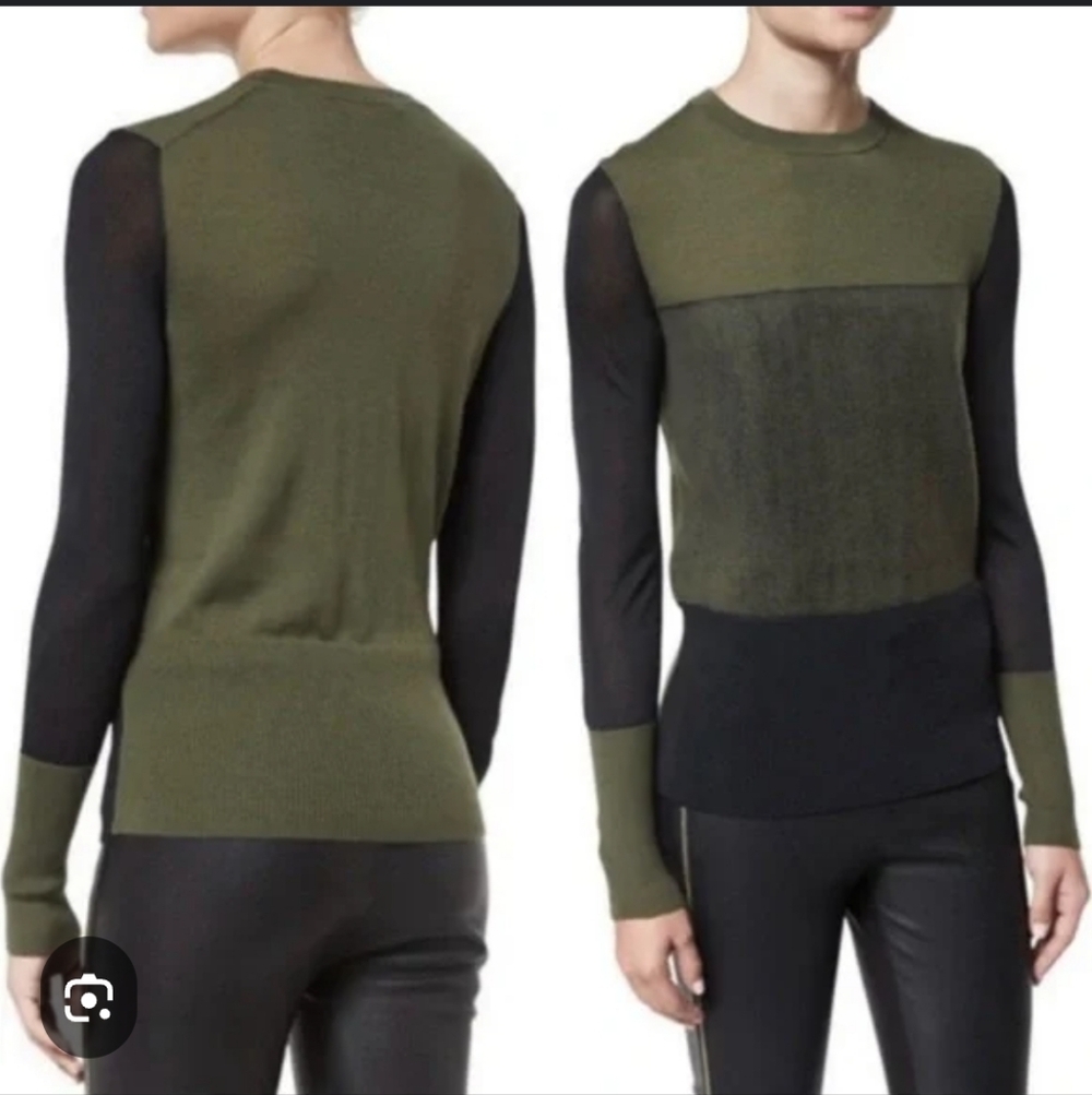 NWT Rag & Bone Marissa Crew Neck Sweater S/P Merino Wool Mixed Medium Long Green